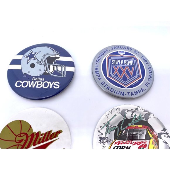 Pin Back Buttons Sport theme buttons Buccaneers Cowboy Rowdies Lot of 7 - Picture 3 of 5